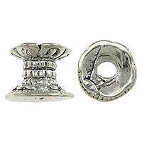 Mosiądz Koralik z dużym otworem, Platerowane kolorem starego srebra, bez zawartości niklu, ołowiu i kadmu, 9x7mm, otwór:około 3mm, 50komputery/wiele, sprzedane przez wiele