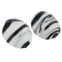 Granulos artesanais de  Lampwork, vidrilho, Oval, preto, 24x30x12mm, Buraco:Aprox 2.5mm, 100PCs/Bag, vendido por Bag