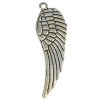 Wing Shaped Zinc Alloy Privjesci, Cink Alloy, starinski srebrne boje pozlaćen, nikal, olovo i kadmij besplatno, 9.50x30x1mm, Rupa:Približno 1.5mm, 300računala/Lot, Prodano By Lot