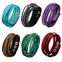 Slake Bracelet Velveteen Cord zinc alloy snap clasp platinum color plated with rhinestone nickel lead & cadmium free 18mm Length Approx 8.6 Inch Sold By Lot