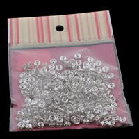 Željezo Spacer Perla, srebrne boje pozlaćen, s Rhinestone, nikal, olovo i kadmij besplatno, 6x3mm, 100x170mm, Rupa:Približno 1mm, 300računala/Torba, Prodano By Torba