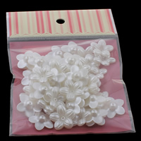 ABS Plastic Bead Cap, Bloem, imitatie parel, wit, 21x6mm, 100x170mm, Gat:Ca 1mm, 50pC's/Bag, Verkocht door Bag