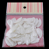 Perle di plastica ABS pendente, Foglia, bianco, 14x32x3mm, 100x170mm, Foro:Appross. 1mm, 50PC/borsa, Venduto da borsa