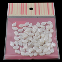 Grânulos de plástico ABS, Folha, pérola de imitação, branco, 8x12x3mm, 100x170mm, Buraco:Aprox 1mm, 100PCs/Bag, vendido por Bag