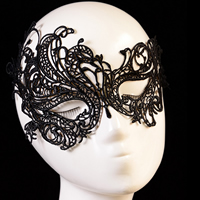 Eye Mask Gothic, pizzo, stile gotico, nero, 200x100mm, Lunghezza Appross. 23.6 pollice, 20PC/lotto, Venduto da lotto