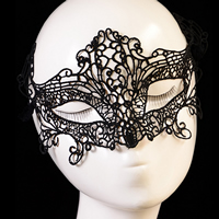 Gotiska Eye Mask, Lace, gotisk stil, svart, 200x100mm, Längd Ca 23.6 inch, 20PC/Lot, Säljs av Lot