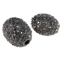 alliage de zinc perle à grand trou, ovale, Placage de couleur noire de plumbum, normes différentes pour le choix & avec strass, protéger l'environnement, sans nickel, plomb et cadmium, Trou:Environ 3mm, 20PC/lot, Vendu par lot