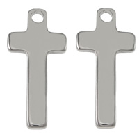 Roestvrij staal Cross Hangers, Oversteken, oorspronkelijke kleur, 9x19x1.50mm, Gat:Ca 1.5mm, 500pC's/Lot, Verkocht door Lot