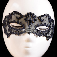 Gothic Augenmaske, Spitze, mit Gaze & Satinband, Gotik, schwarz, 200x100mm, Länge ca. 23.6 ZollInch, 20PCs/Menge, verkauft von Menge