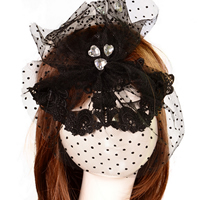 Gothic Augenmaske, Spitze, mit Gaze & Satinband & Kristall, Gotik & facettierte, schwarz, 200x100mm, Länge ca. 23.6 ZollInch, 10PCs/Menge, verkauft von Menge