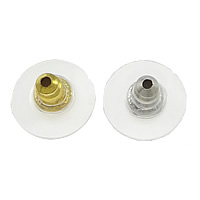 ottone Barrel pallottola Style Ear Nut, with gomma, placcato, nessuno, assenza di nichel,piombo&cadmio, 12x6.50mm, Foro:Appross. 1mm, 1000PC/lotto, Venduto da lotto