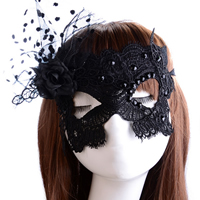 Eye Mask Gothic, pizzo, with Etamine & Garza & resina strass, stile gotico, nero, 200x100mm, Lunghezza Appross. 23.6 pollice, 10PC/lotto, Venduto da lotto