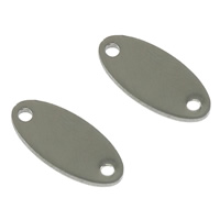 Ruostumaton teräs Liitin, Flat Oval, 1/1 silmukka, alkuperäinen väri, 8x17x1mm, Reikä:N. 1.5mm, 500PC/erä, Myymät erä