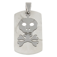 Stainless Steel Pendants Rectangle with skull pattern original color Approx Sold By Bag