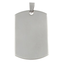 Bijoux pendentifs en acier inoxydable , rectangle, couleur originale, 27x44x1.50mm, Trou:Environ 4x8mm, 10PC/sac, Vendu par sac