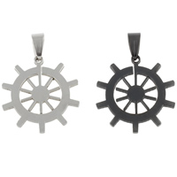 Rustfrit stål smykker Vedhæng, Stainless Steel, Ship Wheel, forgyldt, nautiske mønster, flere farver til valg, 27x28x1.50mm, Hole:Ca. 4x7mm, 10pc'er/Bag, Solgt af Bag