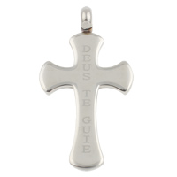 Nerūdijančio plieno Cross Pakabukai, Nerūdijantis plienas, Kirsti, raide modelis, Originali spalva, 24x44x2mm, Skylė:Apytiksliai 4mm, 10kompiuteriai/Krepšys, Pardavė Krepšys