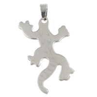 Acier inoxydable animaux Pendentifs, gecko, couleur originale, 28x45x1.50mm, Trou:Environ 4x7mm, 10PC/sac, Vendu par sac