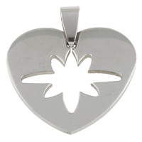 Rustfrit stål Heart Vedhæng, Stainless Steel, oprindelige farve, 29x27x1.50mm, Hole:Ca. 4x5mm, 10pc'er/Bag, Solgt af Bag