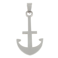 Rustfrit stål smykker Vedhæng, Stainless Steel, Anchor, nautiske mønster, oprindelige farve, 22x42x1.50mm, Hole:Ca. 4x7mm, 10pc'er/Bag, Solgt af Bag