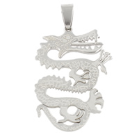 Acier inoxydable animaux Pendentifs, dragon, couleur originale, 27x40x1.50mm, Trou:Environ 4x7mm, 10PC/sac, Vendu par sac