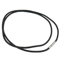 corda de Couro de vaca colar de cordão, Aço inoxidável Fecho de Baioneta, preto, 2mm,3mm, comprimento Aprox 22 inchaltura, Aprox 20vertentespraia/Lot, vendido por Lot