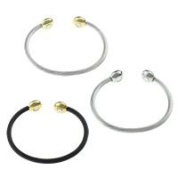 acier inoxydable bracelet manchette, avec hématite non magnétique, Placage, hygiéniques, plus de couleurs à choisir, 4mm, 12x13x8mm, Diamètre intérieur:Environ 61x52mm, Longueur Environ 6.5 pouce, 50PC/lot, Vendu par lot