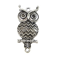 Zink Alloy Connector Setting, Owl, antik silver pläterad, 1/1 slinga, nickel, bly och kadmium gratis, 16x35x4mm, Hål:Ca 2mm, Innerdiameter:Ca 2mm, 200PC/Lot, Säljs av Lot