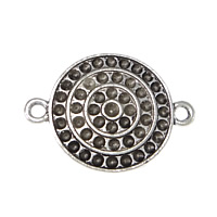 Zinc Alloy Connector asetus, Sinkkiseos, Litteä pyöreä, antiikki hopea päällystetty, 1/1 silmukka, nikkeli, lyijy ja kadmium vapaa, 27x19x2.50mm, Reikä:N. 2mm, Sisäläpimitta:N. 1.5mm, 200PC/erä, Myymät erä