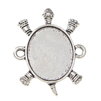 Sinc Alloy nascóirí Socrú, Turtle, dath airgid antique plátáilte, 1/1 lúb, nicil, luaidhe & caidmiam saor in aisce, 24x29x2mm, Poll:Thart 2mm, Trastomhas Istigh:Thart 15x18mm, 200ríomhairí pearsanta/Lot, Díolta De réir Lot