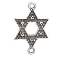 Sinc Alloy nascóirí Socrú, Star of David, dath airgid antique plátáilte, ceangailte gcuntas oil múnla & 1/1 lúb, nicil, luaidhe & caidmiam saor in aisce, 23x30x2mm, Poll:Thart 2mm, Trastomhas Istigh:Thart 1mm, 200ríomhairí pearsanta/Lot, Díolta De réir Lot