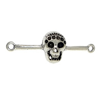 Zink Alloy Connector Setting, Skull, antik silver pläterad, 1/1 slinga, nickel, bly och kadmium gratis, 40x14x6mm, Hål:Ca 2mm, Innerdiameter:Ca 2, 1mm, 200PC/Lot, Säljs av Lot