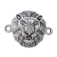 Connecteur en alliage de Zinc animal, lion, Plaqué de couleur d'argent, boucle de 1/1, protéger l'environnement, sans nickel, plomb et cadmium, 25x19x5mm, Trou:Environ 2mm, 200PC/lot, Vendu par lot