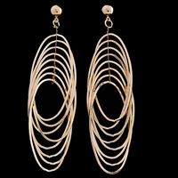 Faigheann® Cluaise Jewelry, Prás, déanta as cruach dhosmálta iar earring, Oval Maol, 18K óir plated, nicil, luaidhe & caidmiam saor in aisce, 28x105mm, Díolta De réir Péire