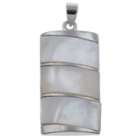 Sötvatten Shell Hänge, med Zink Alloy, Rektangel, platina pläterad, 18x38x4.50mm, Hål:Ca 3x4mm, 10PC/Bag, Säljs av Bag