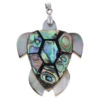 Naturlig Mosaic Shell Pendler, Abalone Shell, med messing kaution & Freshwater Shell & Black Shell & Resin, Turtle, platin farve forgyldt, 40x52x5mm, Hole:Ca. 4x6mm, 10pc'er/Bag, Solgt af Bag