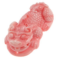 Fluted Giant Mythical Wild Animal Carved 1/1 loop pink Approx 2mm Sold By Lot