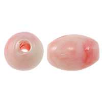 Grânulos de molusco gigante, caneladas gigante, Oval, rosa, 10x8mm, Buraco:Aprox 2mm, 50PCs/Lot, vendido por Lot