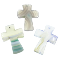 Pendants Agate Lása, Cross, dathanna measctha, 34x49mm-39x57mm, Poll:Thart 1mm, 20ríomhairí pearsanta/Mála, Díolta De réir Mála