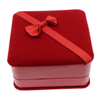 Bársony karkötő Box, Velveteen, -val Karton & Grosgrain Ribbon, Négyzet, piros, 95x48mm, 10PC-k/Bag, Által értékesített Bag