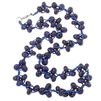 lapis sintentico collana, with corda in nylon, lega di zinco laccetto, Rondella, 8x5mm, Venduto per Appross. 19.5 pollice filo