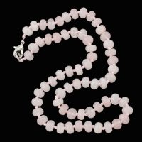 Rose Quartz Halskæde, med Nylonsnor, zinklegering karabinlås, Rondelle, 8x5mm, Solgt Per Ca. 18 inch Strand