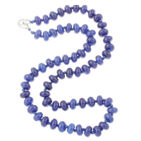 Synthetische Lapis Halsketting, met Nylon Koord, zinklegering karabijn, Rondelle, 8x5mm, Per verkocht Ca 18 inch Strand