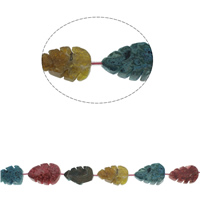 Perles agates, Agate, feuille, couleurs mélangées, 32x22x7mm-38x26x12mm, Trou:Environ 1mm, Environ 10PC/brin, Vendu par Environ 16.1 pouce brin