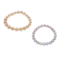 Fionnuisce saothraithe Pearl Bracelet, Pearl Fionnuisce, Prátaí, nádúrtha, dathanna níos mó le haghaidh rogha, 9-10mm, Díolta Per Thart 7 Inse Snáithe