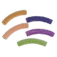 Koperen pijp Beads, Clay Pave, met hars parel & Messing, Buis, platinum plated, meer kleuren voor de keuze, nikkel, lood en cadmium vrij, 47x11mm, Gat:Ca 3mm, 20pC's/Lot, Verkocht door Lot