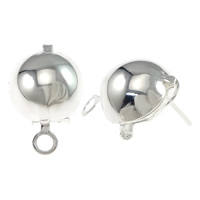 Mässing Omega Örhänge Komponent, Dome, silver pläterad, med ögla, nickel, bly och kadmium gratis, 14x20x18mm, Hål:Ca 3mm, 100Pairs/Bag, Säljs av Bag