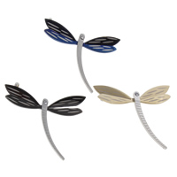 Roestvrij staal Animal Hangers, Dragonfly, plated, met strass, meer kleuren voor de keuze, 42x35x3mm, Gat:Ca 6mm, 10pC's/Bag, Verkocht door Bag