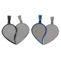 Acier inoxydable pendentifs couple, coeur, Placage, pour le couple, plus de couleurs à choisir, 36x33x2mm, Trou:Environ 4x8mm, 10pairescouple/sac, Vendu par sac