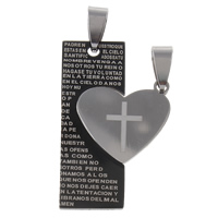 Acier inoxydable pendentifs couple, Placage, avec le motif de lettre & pour le couple & deux tons, 24x38x2mm, Trou:Environ 4x8mm, 10pairescouple/sac, Vendu par sac